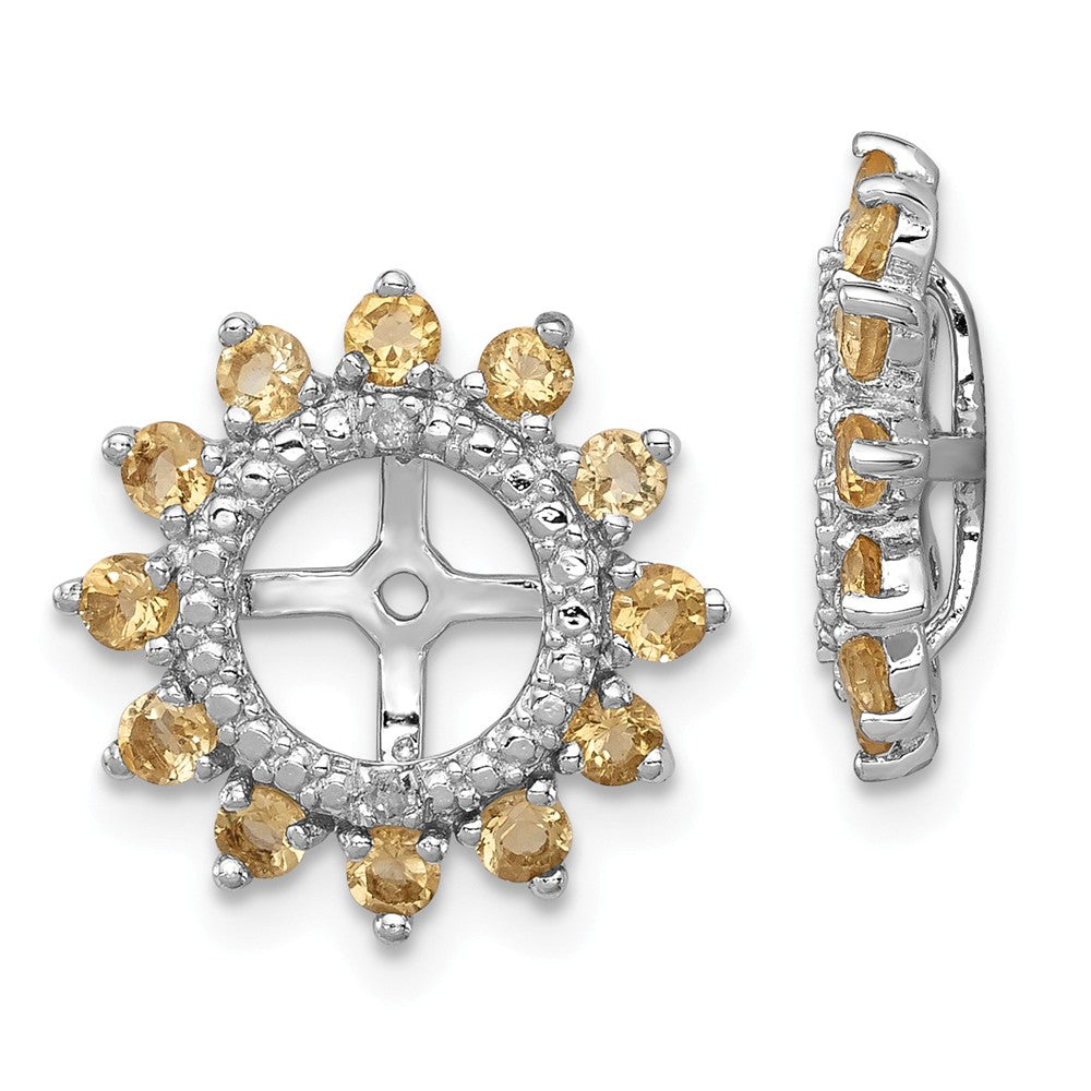 Stella Silver 925 Sterling Silver Rhodium Diamond & Citrine Earring Jacket, 14mm x 14mm