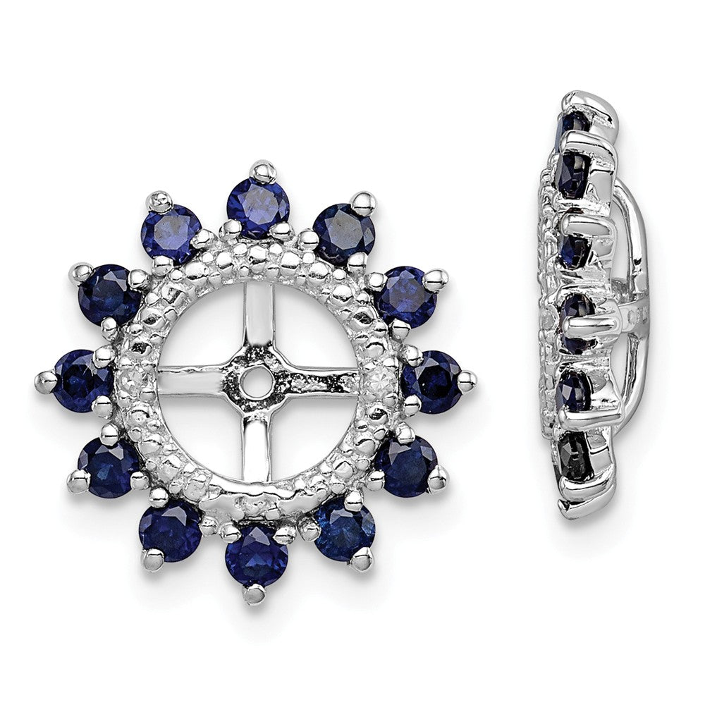 Stella Silver 925 Sterling Silver Rhodium Diamond & Created Sapphire Earring Jacket, 14mm x 14mm