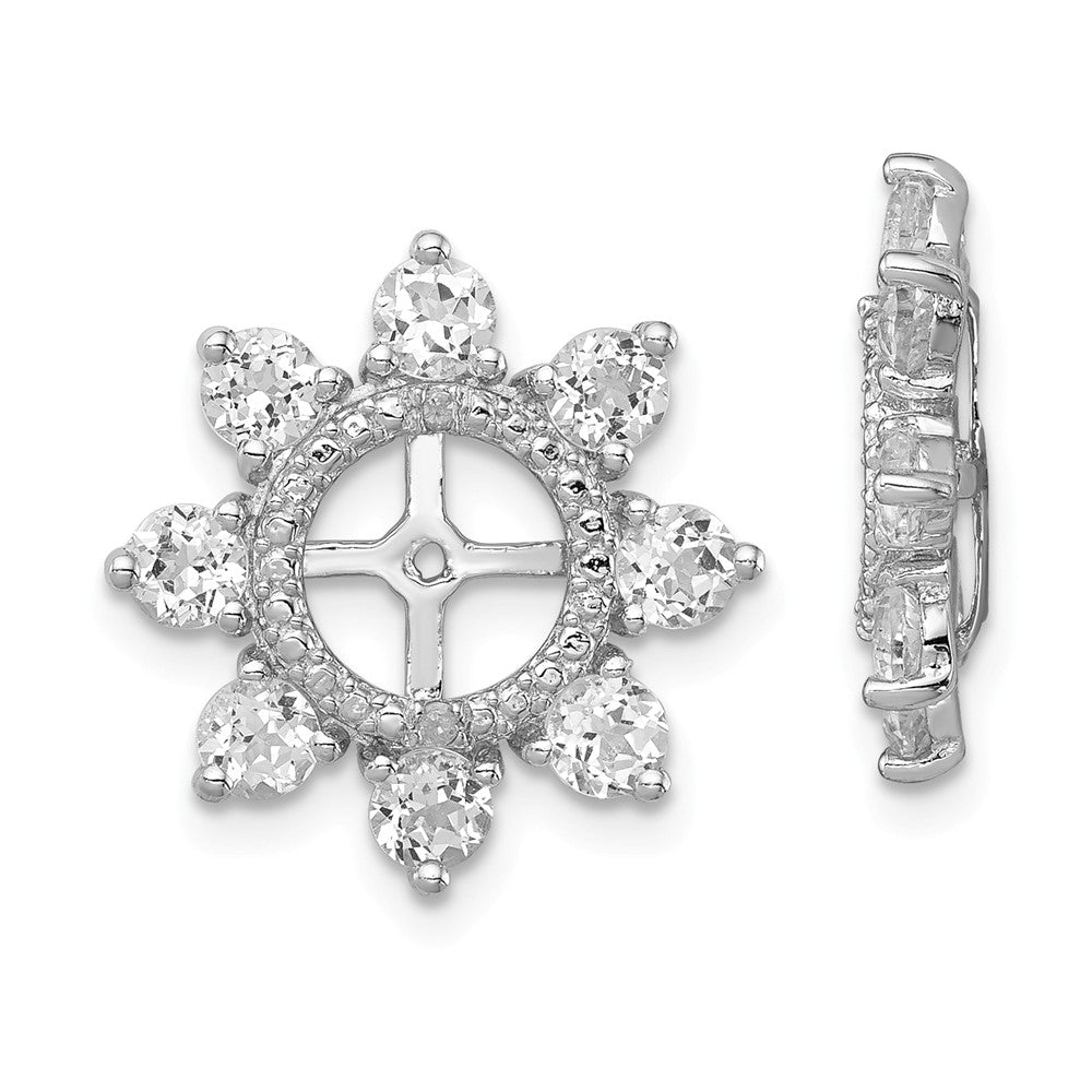Stella Silver 925 Sterling Silver Rhodium Diamond & White Topaz Earring Jacket, 17mm x 17mm
