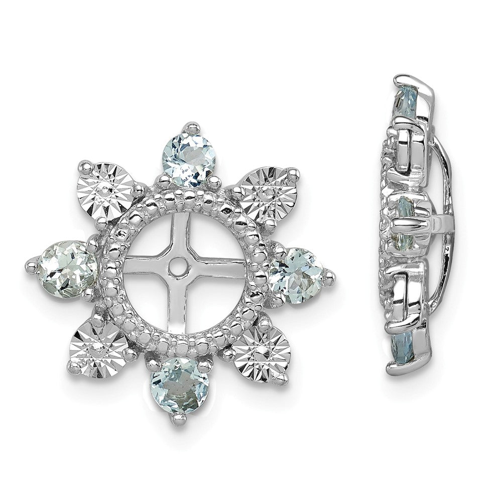 Stella Silver 925 Sterling Silver Rhodium Aquamarine Earring Jacket, 17mm x 17mm