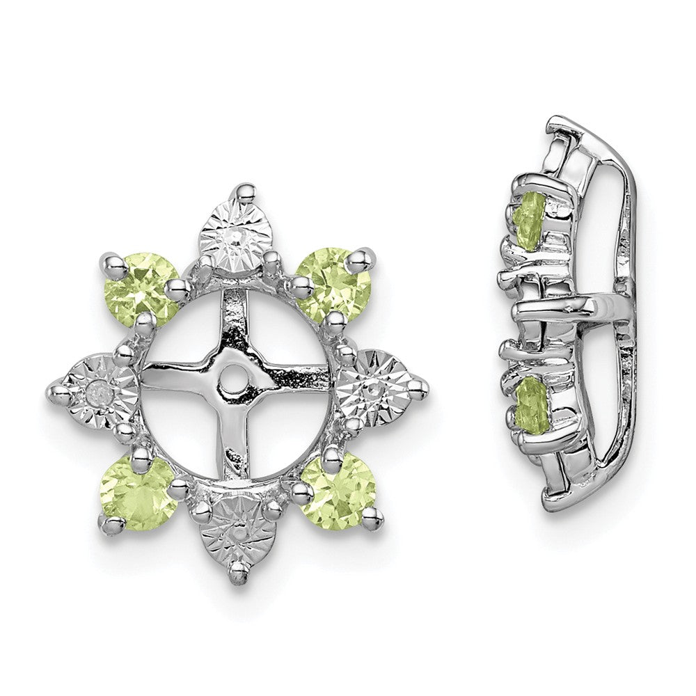 Stella Silver 925 Sterling Silver Rhodium Diamond & Peridot Earring Jacket, 13mm x 13mm