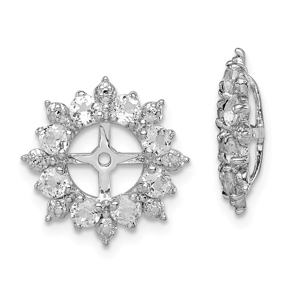 Stella Silver 925 Sterling Silver Rhodium Diamond & White Topaz Earring Jacket, 15mm x 15mm