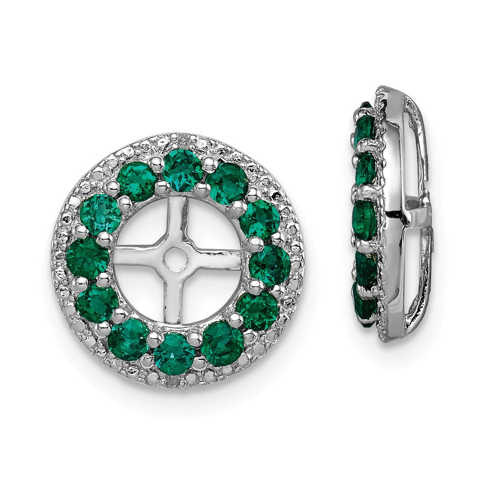 Stella Silver 925 Sterling Silver Rhodium Diamond & Created Emerald Earring Jacket, 12mm x 12mm