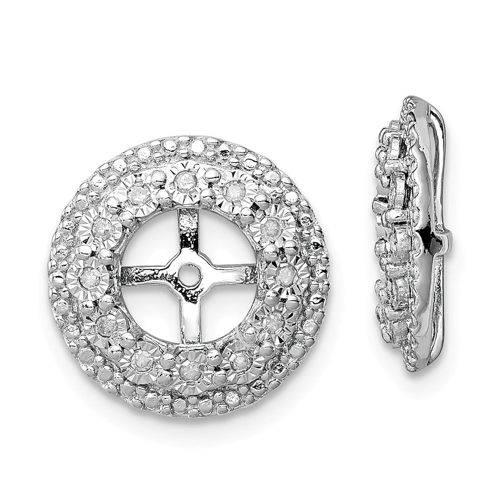Stella Silver 925 Sterling Silver Rhodium Diamond Earring Jacket, 13mm x 13mm