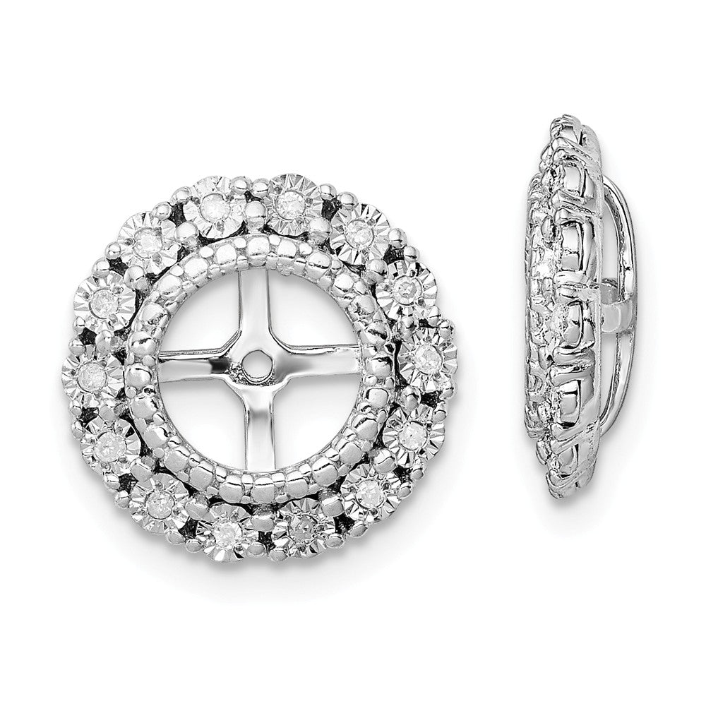 Stella Silver 925 Sterling Silver Rhodium Diamond Earring Jacket, 13mm x 13mm