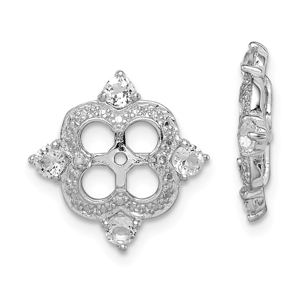 Stella Silver 925 Sterling Silver Rhodium Diamond & White Topaz Earring Jacket, 11mm x 11mm