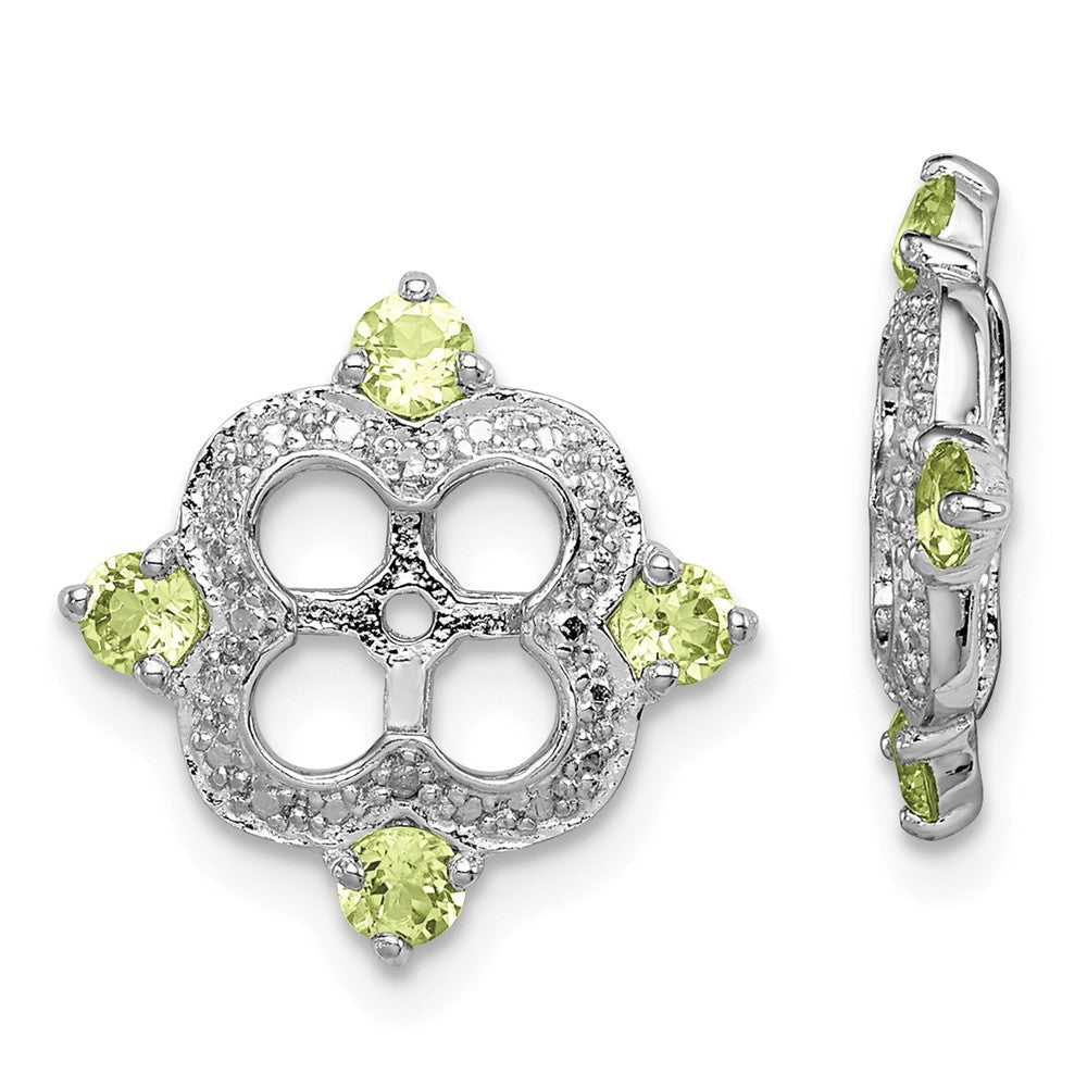 Stella Silver 925 Sterling Silver Rhodium Diamond & Peridot Earring Jacket, 11mm x 11mm