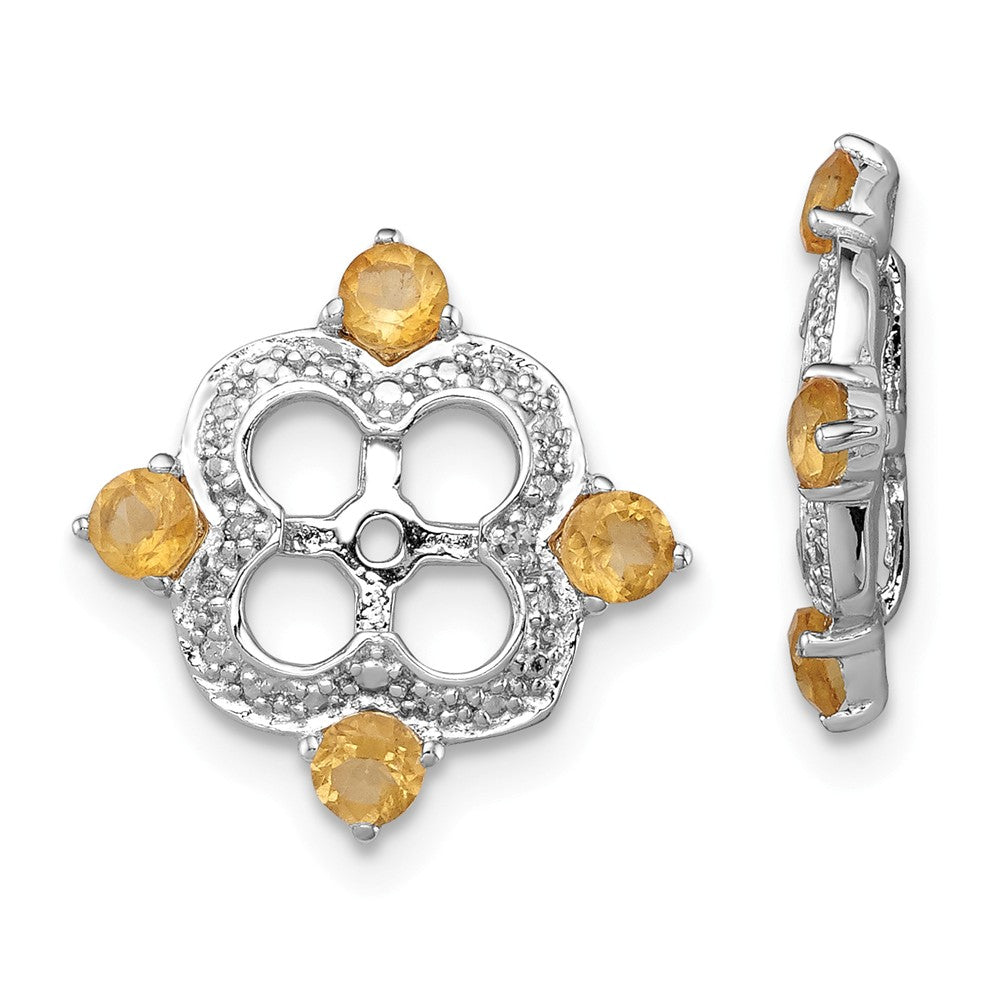 Stella Silver 925 Sterling Silver Rhodium Diamond & Citrine Earring Jacket, 11mm x 11mm