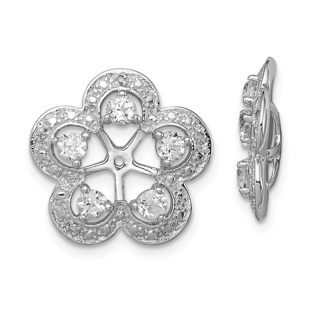 Stella Silver 925 Sterling Silver Rhodium Diamond & White Topaz Earring Jacket, 16mm x 15mm