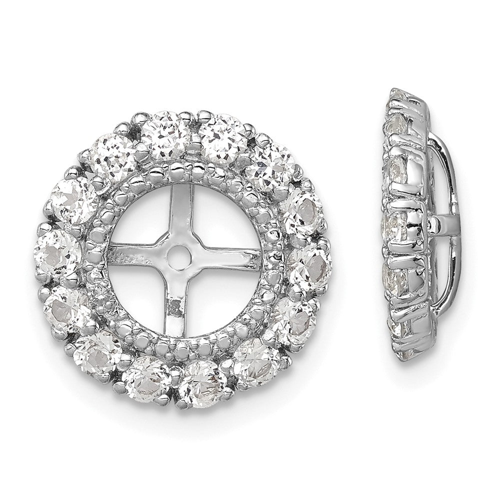 Stella Silver 925 Sterling Silver Rhodium Diamond & White Topaz Earring Jacket, 13mm x 13mm