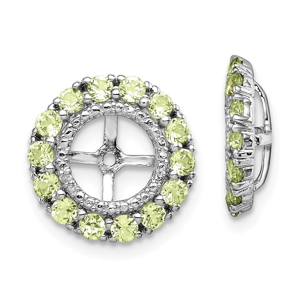 Stella Silver 925 Sterling Silver Rhodium Diamond & Peridot Earring Jacket, 13mm x 13mm