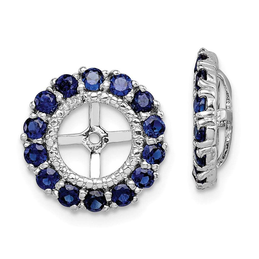Stella Silver 925 Sterling Silver Rhodium Diamond & Created Sapphire Earring Jacket, 13mm x 13mm
