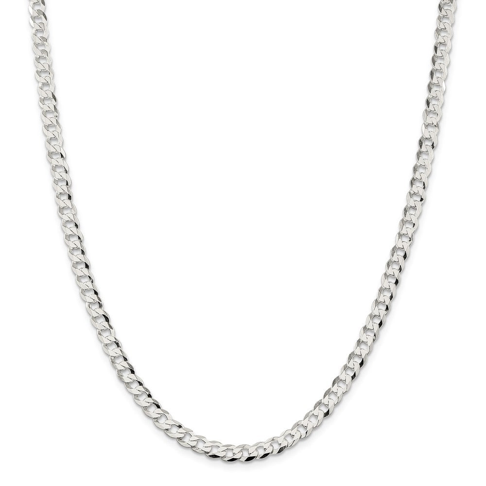 Million Charms 925 Sterling Silver 5.75mm Close Link Flat Curb Chain, Chain Length: 22 inches