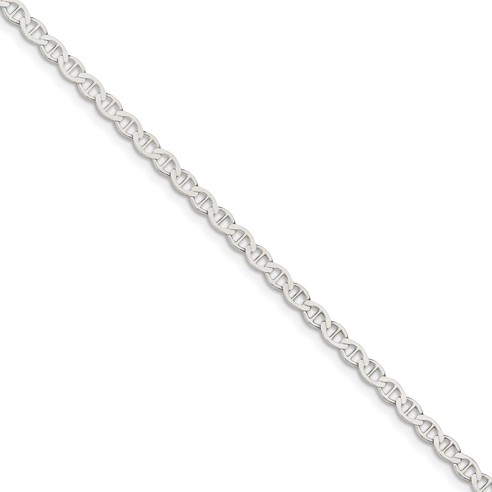 Million Charms 925 Sterling Silver 4mm Polished Flat Anchor Chain, Chain Length: 7 inches