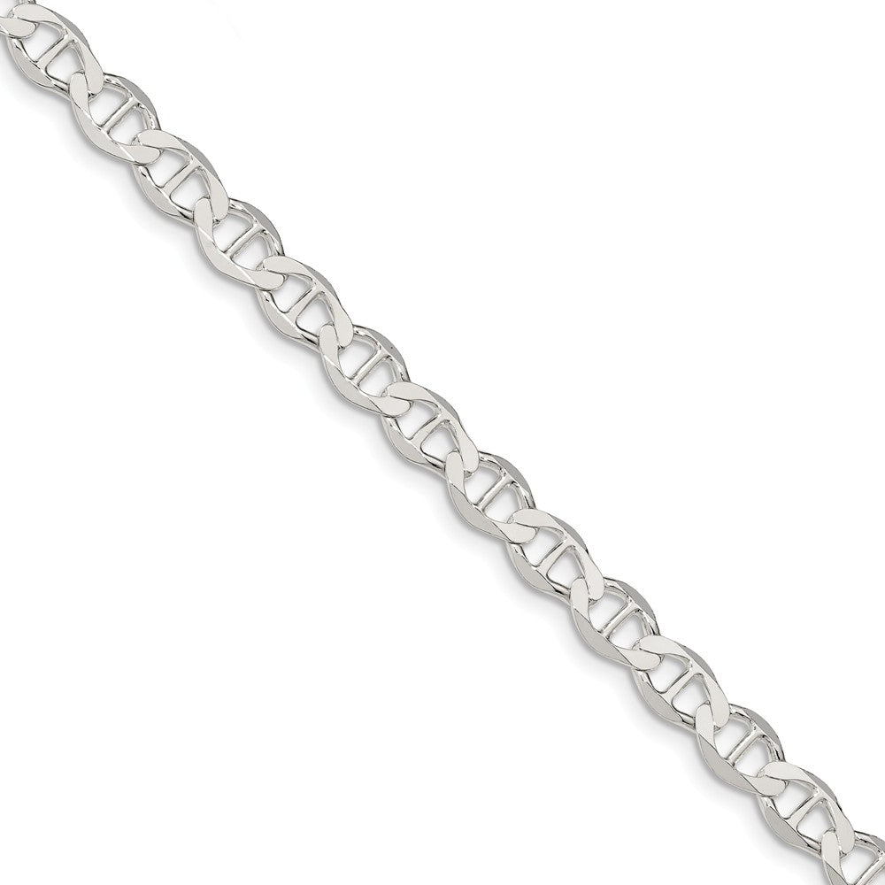 Million Charms 925 Sterling Silver 7.1mm Polished Flat Anchor Chain, Chain Length: 7 inches