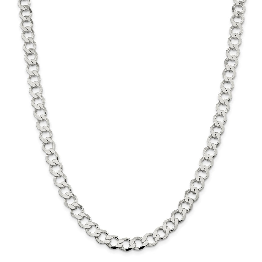 Million Charms 925 Sterling Silver 8.1mm Polished Flat Curb Chain, Chain Length: 22 inches