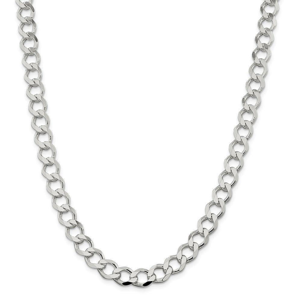 Million Charms 925 Sterling Silver 9.8mm Polished Flat Curb Chain, Chain Length: 20 inches