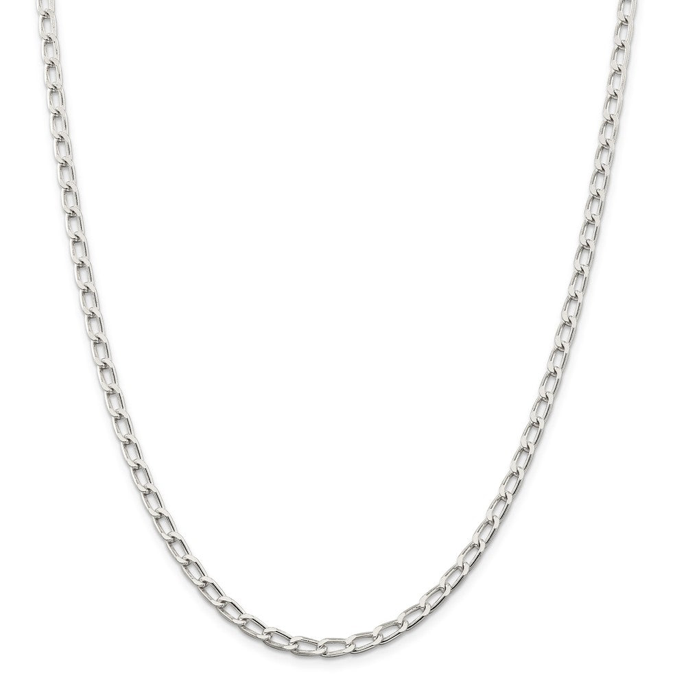Million Charms 925 Sterling Silver Rhodium Plated 4.3mm Open Link Chain, Chain Length: 7 inches
