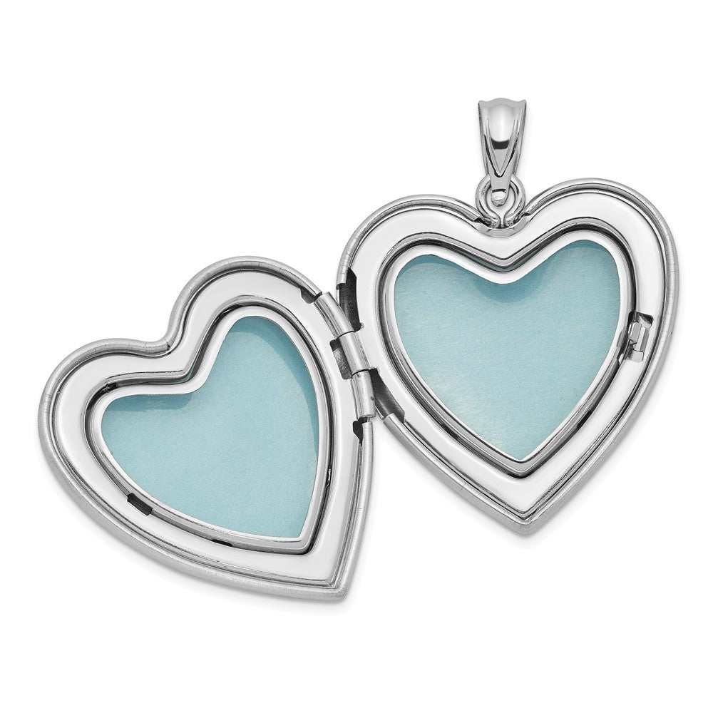 Million Charms 925 Sterling Silver Rhodium-Plated 24Mm With Dia. Relgious Cross Design Family Heart Locke