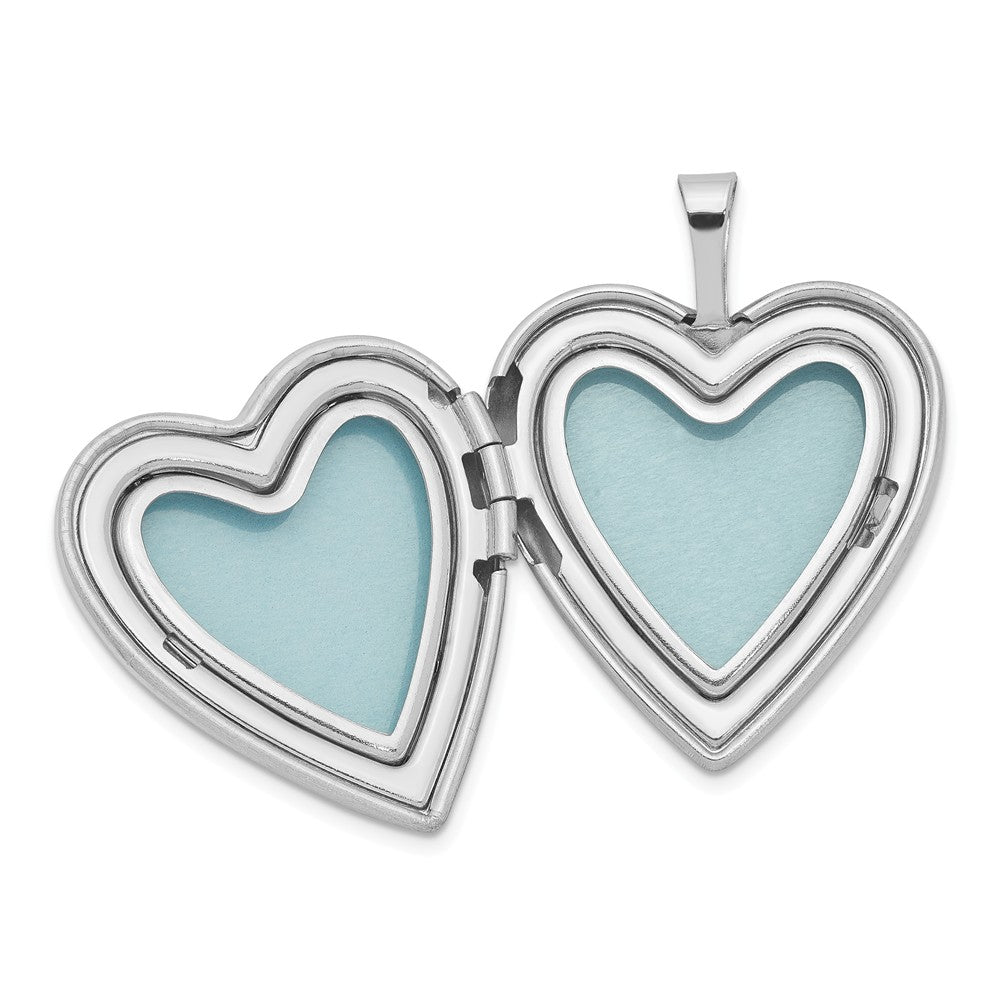 Million Charms 925 Sterling Silver Rhodium-Plated 20Mm Enameled Flower, Relgious Cross Heart Locket