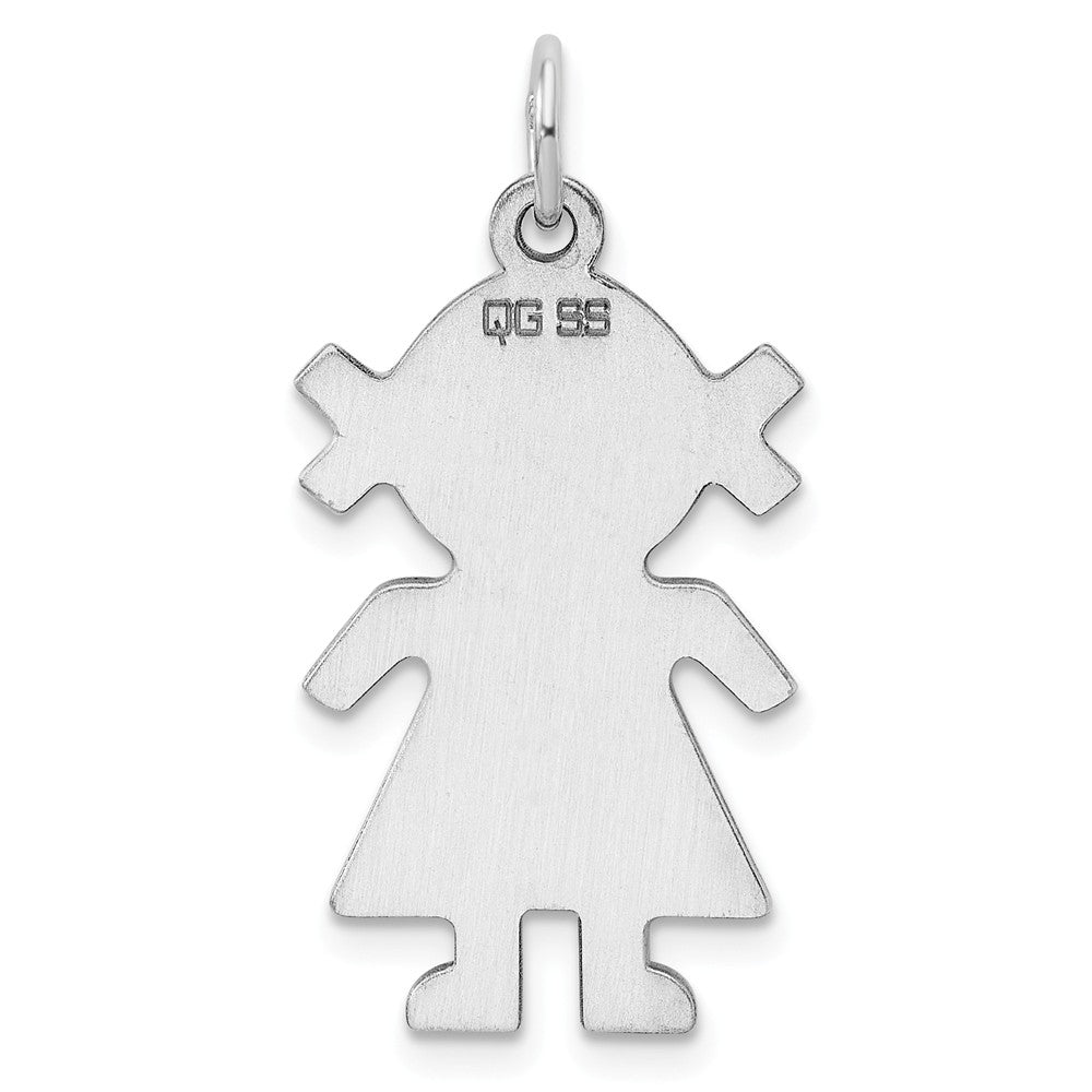 Million Charms 925 Sterling Silver Rhod-Plated Eng. Girl Polished Front/Satin Back Disc Charm