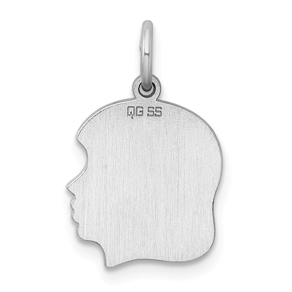 Million Charms 925 Sterling Silver Rh-Plt Engraveable Girl Disc Charm Polish On Front/Back