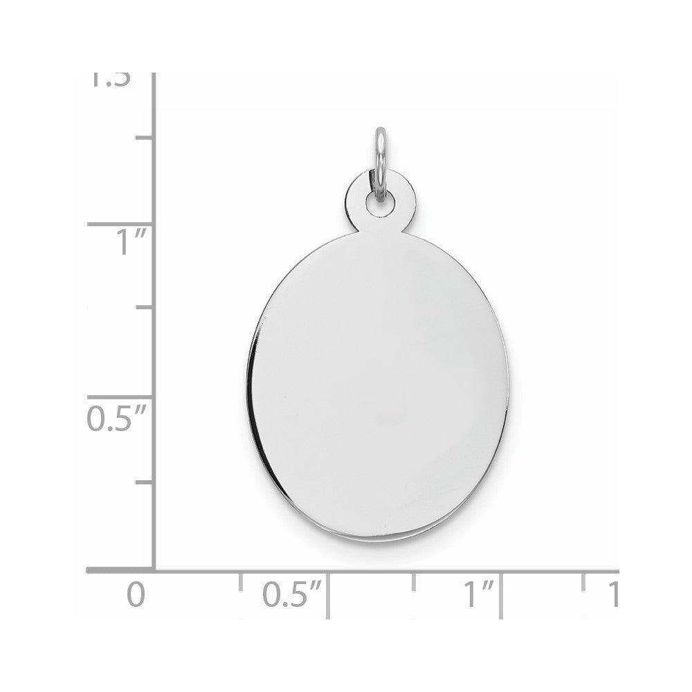 Million Charms 925 Sterling Silver Rhod-Plate Eng. Oval Polish Front/Satin Back Disc Charm