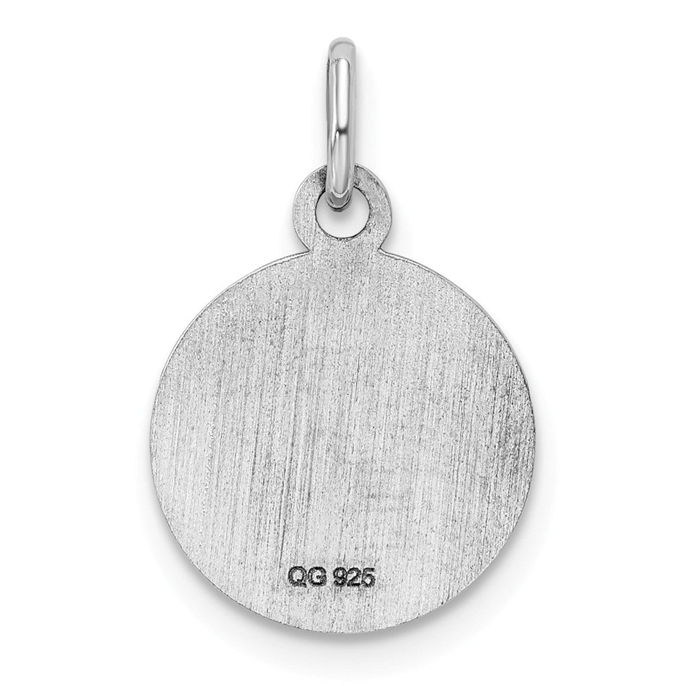 Million Charms 925 Sterling Silver Rhod-Plate Blue Enamel Right Facing Boy Head Disc Charm