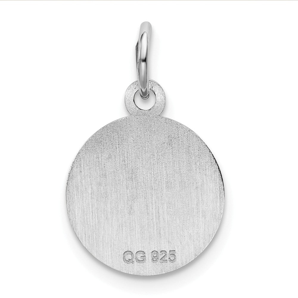 Million Charms 925 Sterling Silver Rhod-Plate Pink Enamel Left Facing Girl Head Disc Charm