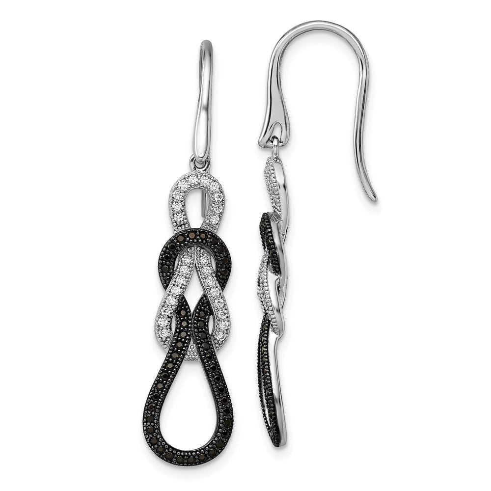 Million Charms 925 Sterling Silver Rhodium-Plated Cubic Zirconia ( CZ ) Brilliant Embers Polished Dangle Earrings, 44mm x 10mm