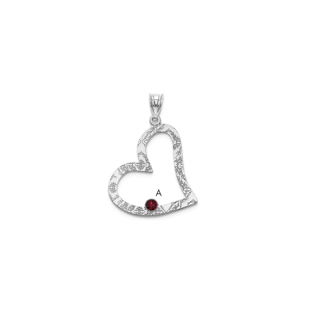 Million Charms 925 Sterling Silver Rhodium-Plated Crystal Family Heart Pendant