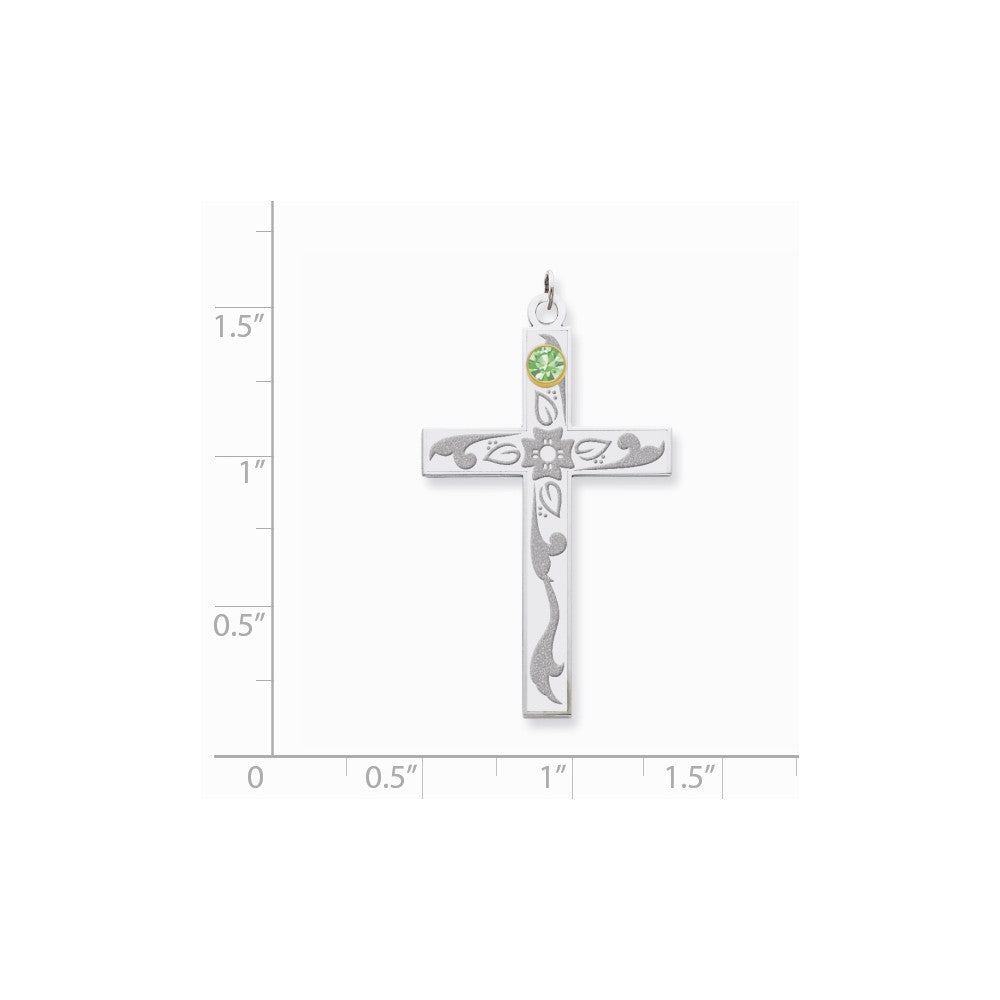 Million Charms 925 Sterling Silver Rh-Plt/14K Bezel Crystal Family Relgious Cross Pendant