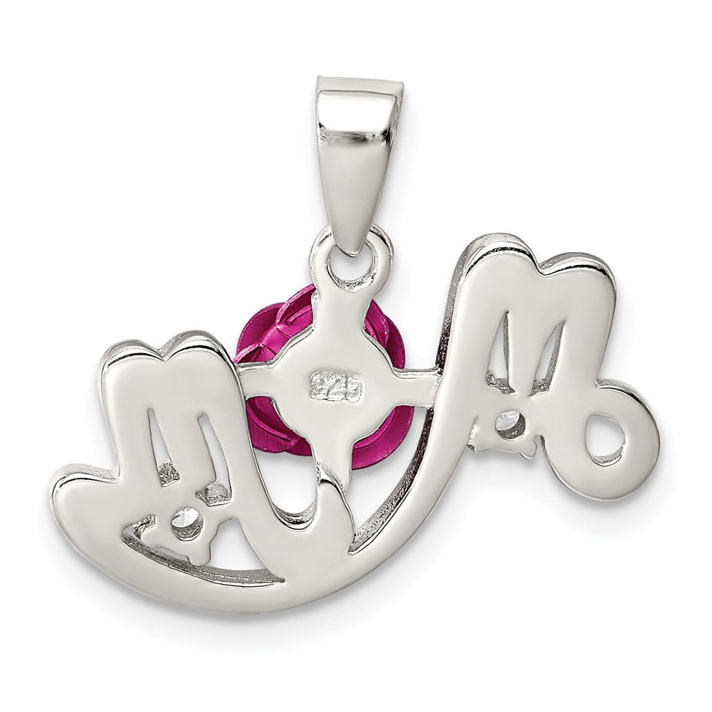Million Charms 925 Sterling Silver Pink Flower & (Cubic Zirconia) CZ Mom Pendant