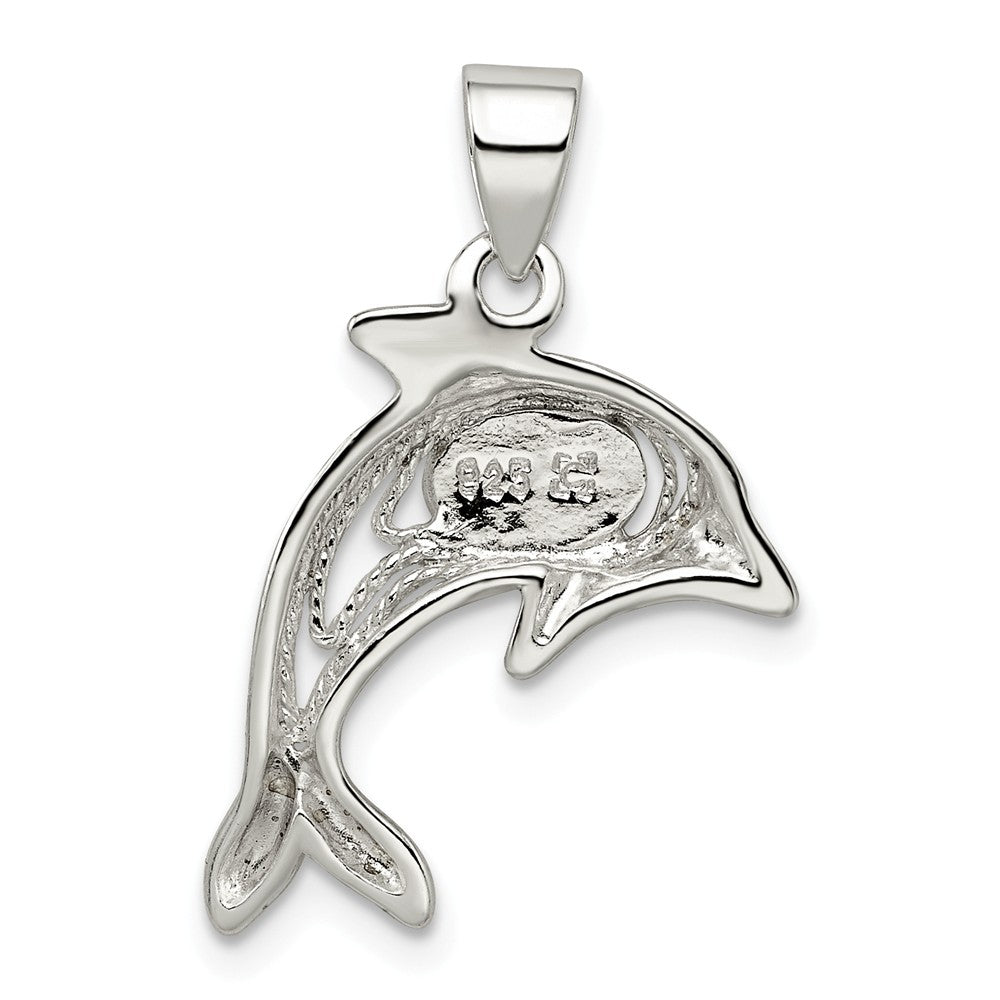 Million Charms 925 Sterling Silver Blue Opal Dolphin Pendant