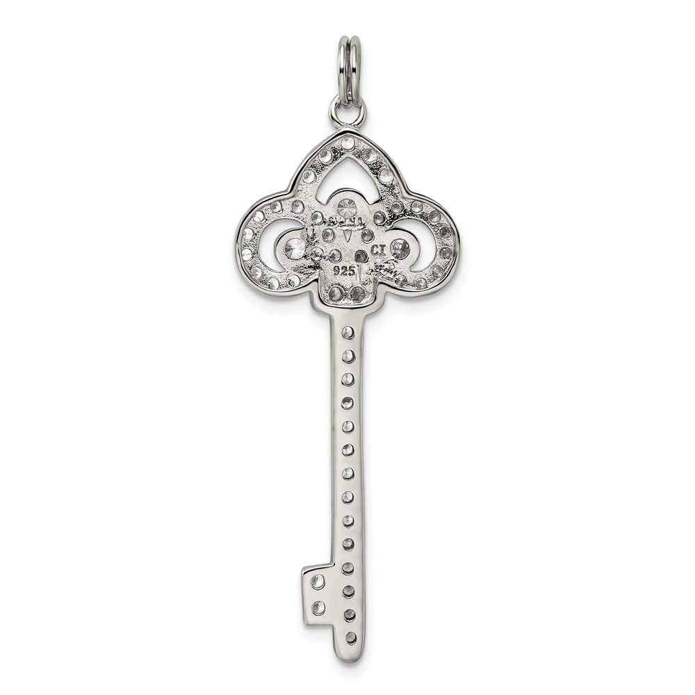 Million Charms 925 Sterling Silver, (Cubic Zirconia) CZ Key Pendant