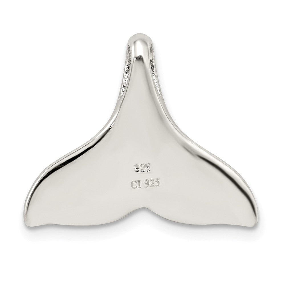 Million Charms 925 Sterling Silver Created Blue Opal Inlay Whale Tail Chain Slide Pendant