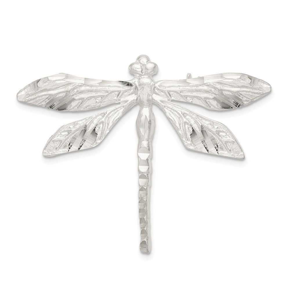 925 Sterling Silver Satin Finish Diamond-Cut Dragon Fly Pin