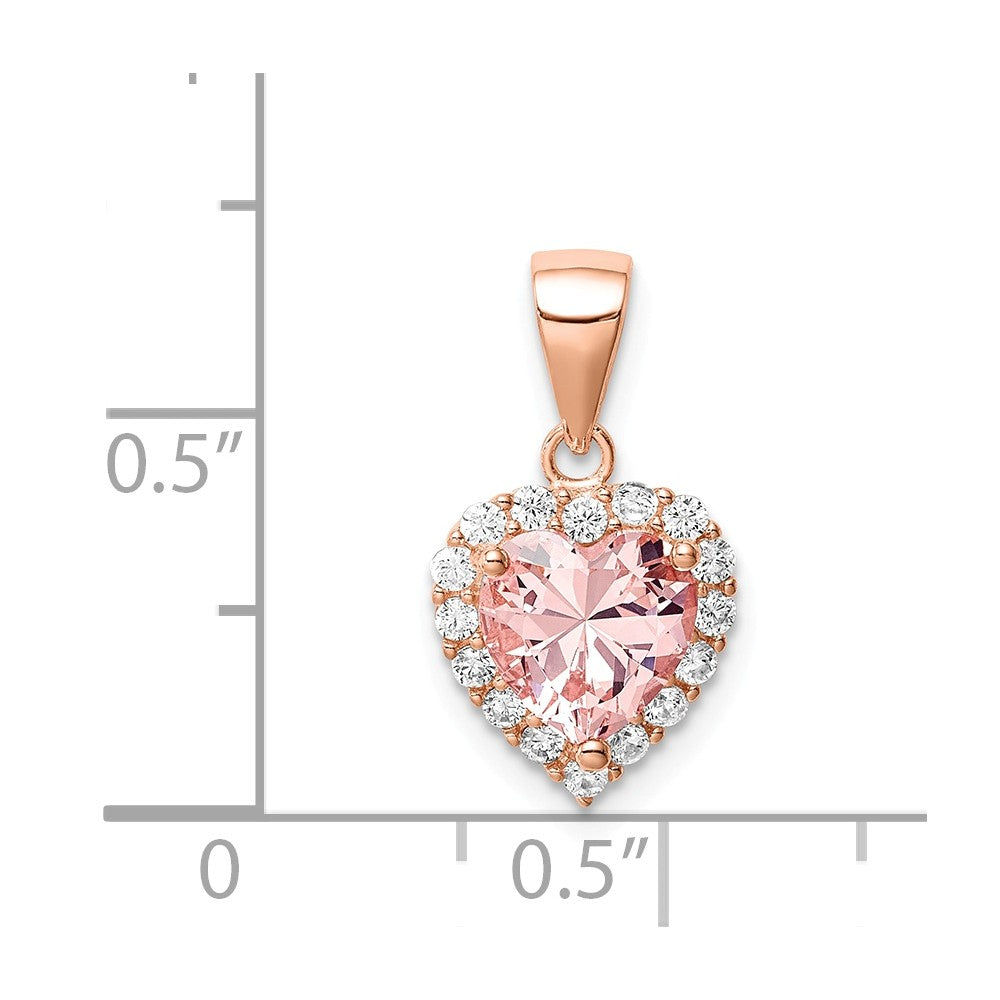 Million Charms 925 Sterling Silver Rose-Plated Crystal Heart Pendant