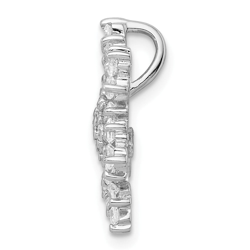 Million Charms 925 Sterling Silver Rhodium-Plated (Cubic Zirconia) CZ Snowflake Chain Slide