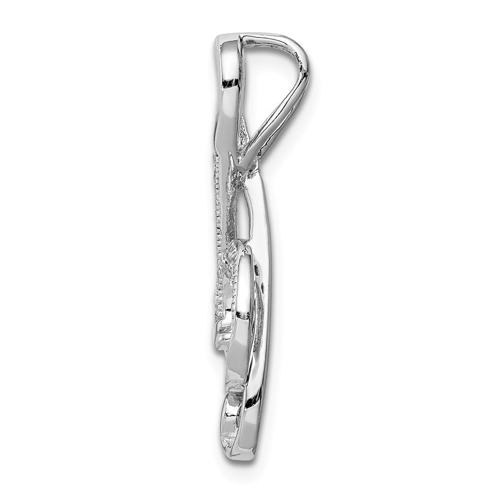 Million Charms 925 Sterling Silver Rhodium-Plated Polished (Cubic Zirconia) CZ Treble Clef Slide