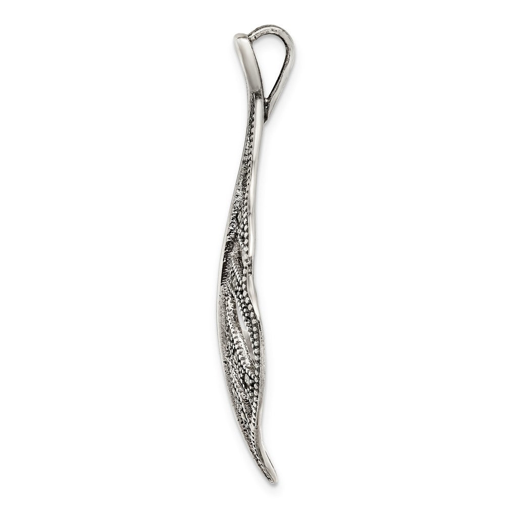 Million Charms 925 Sterling Silver Antiqued Marcasite Leaf Slide