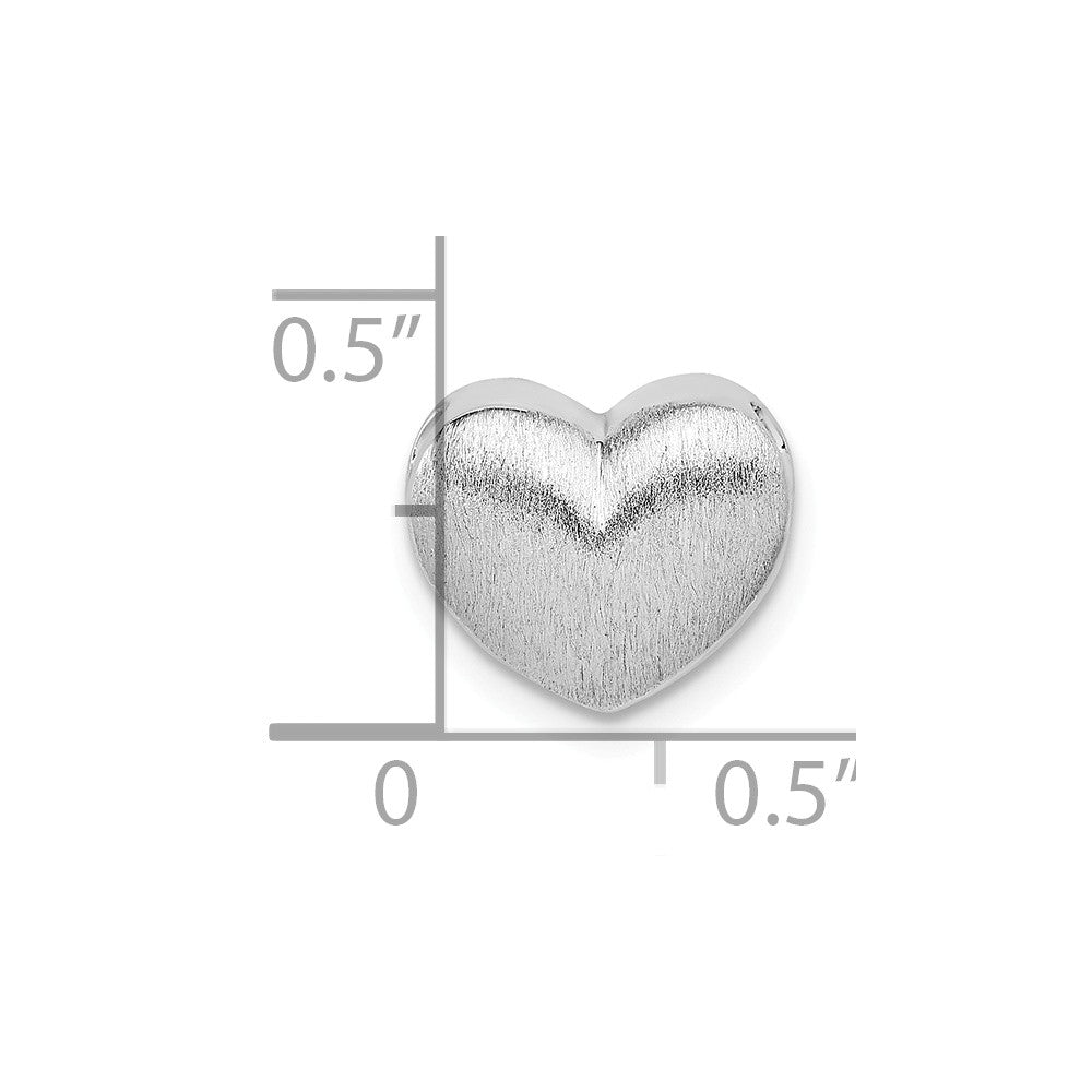 Million Charms 925 Sterling Silver Rhodium-Plated Scratch Finish Heart Chain Slide