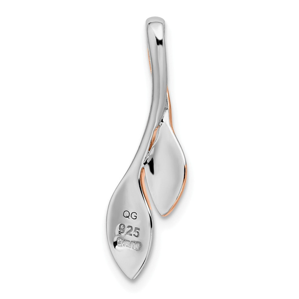 Million Charms 925 Sterling Silver Rh-Plated & Rose Gold-Plated Polished & Brushed Leaf Slide