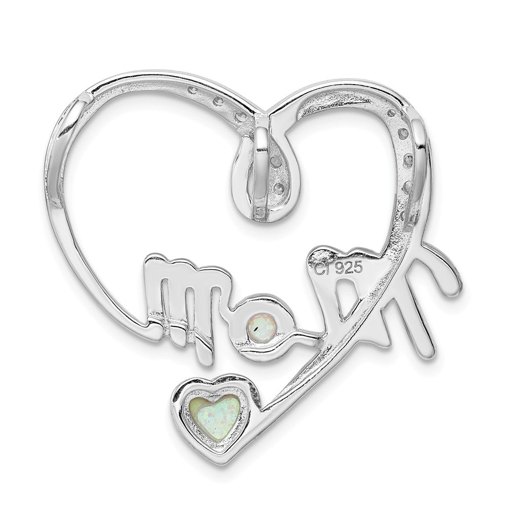 Million Charms 925 Sterling Silver Created Pink Opal, (Cubic Zirconia) CZ Mom Pendant