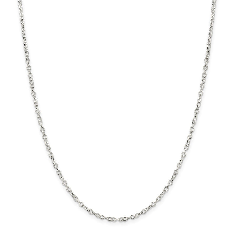 Million Charms 925 Sterling Silver 2.5mm Flat Open Oval Cable Chain, Chain Length: 16 inches