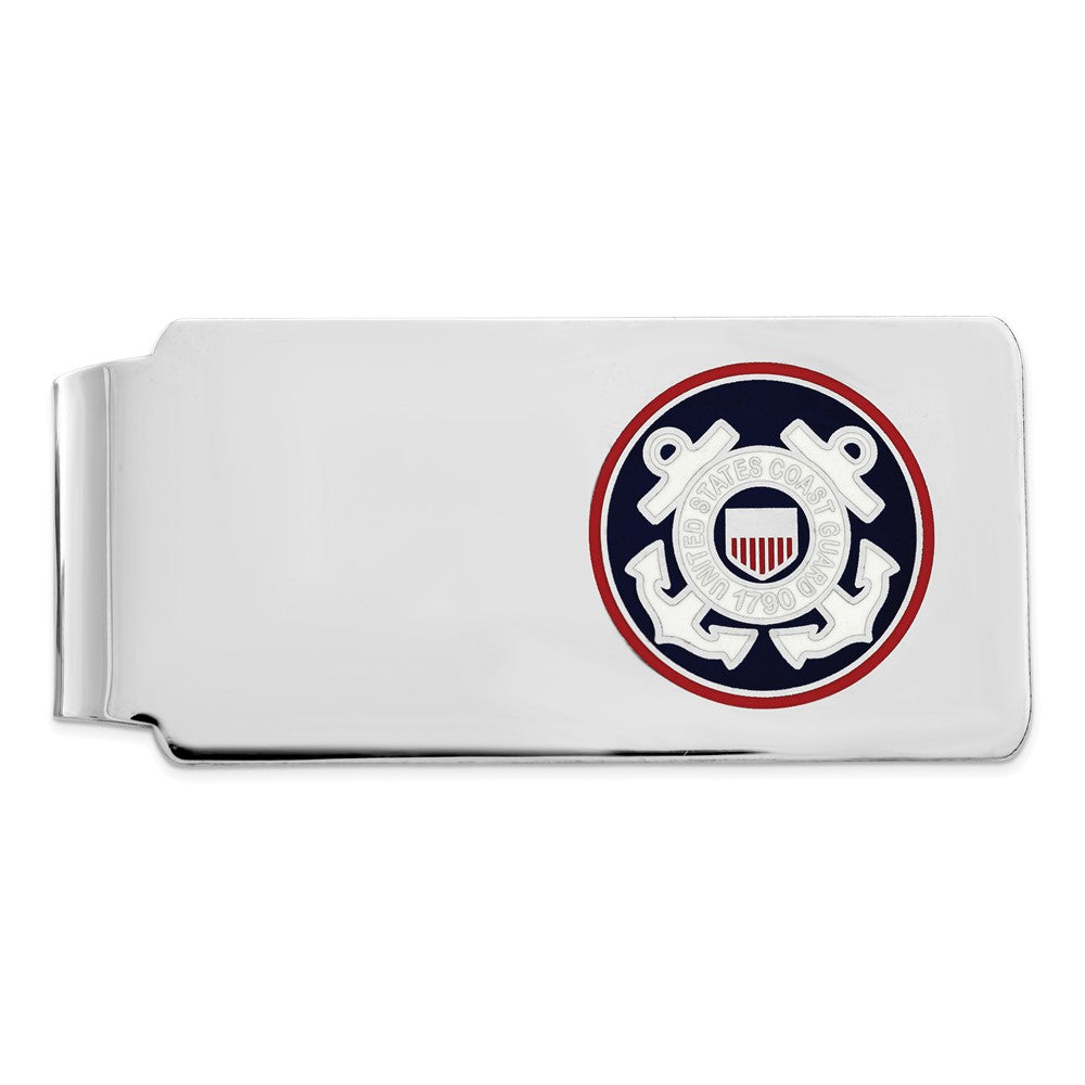 Occasion Gallery, Men's Accessories, 925 Sterling Silver Rhodium-plated U.S Coast Guard Money Clip