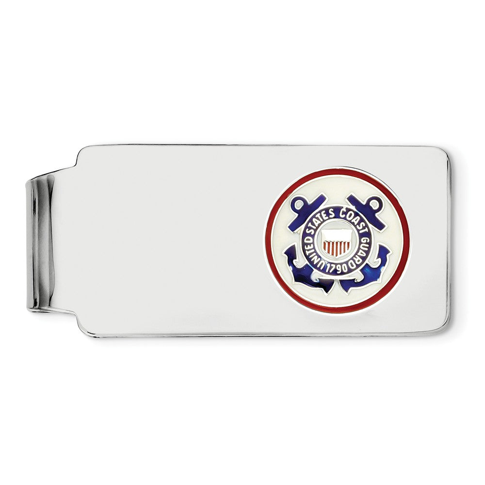Occasion Gallery, Men's Accessories, 925 Sterling Silver Rhodium-plated U.S. Coast Guard Money Clip