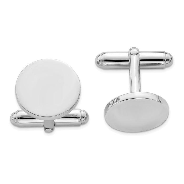 Occasion Gallery, Men's Accessories, 925 Sterling Silver Rhodium-plated Round Cuff Links