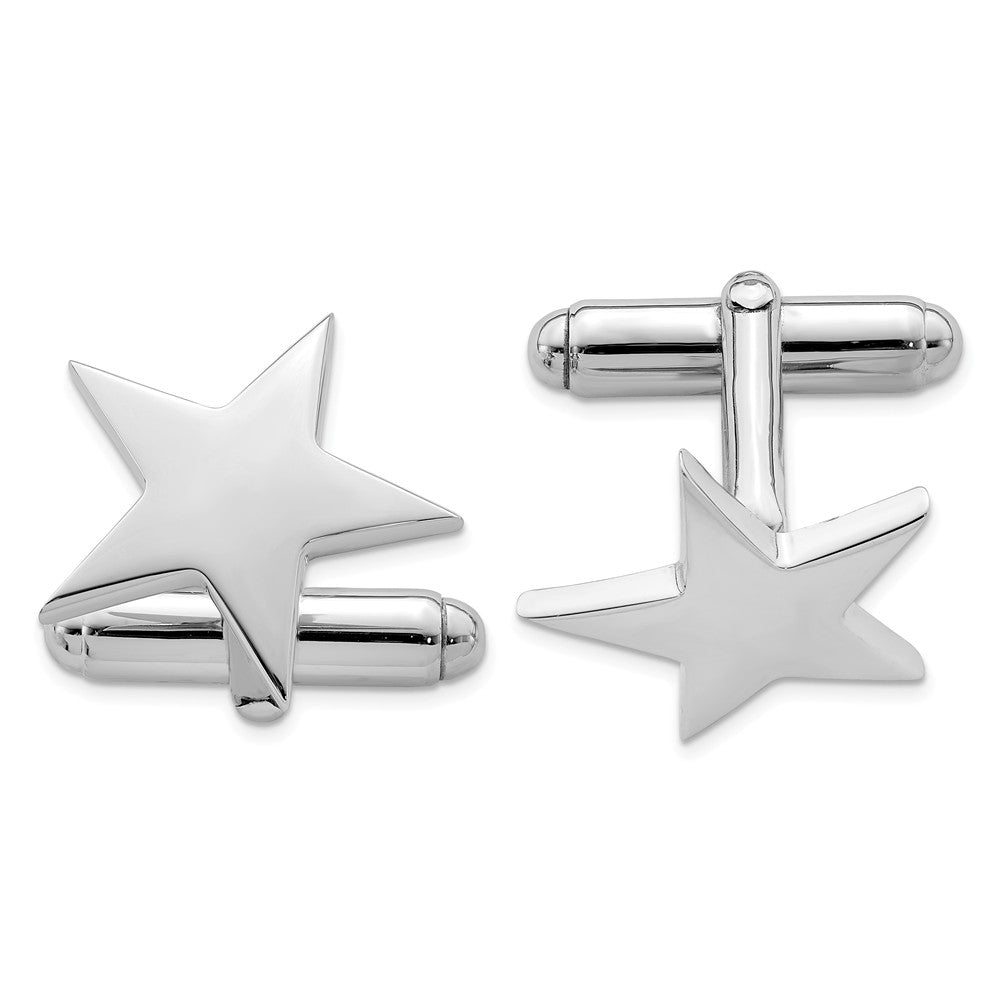 Occasion Gallery, Men's Accessories, 925 Sterling Silver Rhodium-plated Star Cuff Links