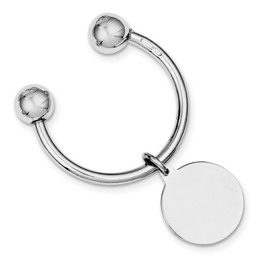Occasion Gallery 925 Sterling Silver Engravable Round Disc Rhodium Plated Key Chain
